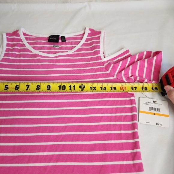 Rafaella Pink and White Striped Top Size S NWT. - Picture 4 of 6